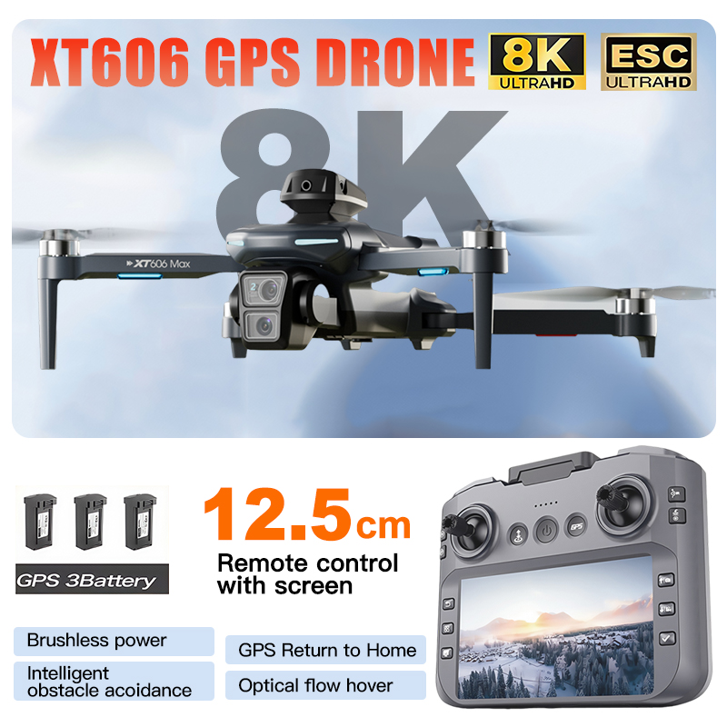 XT606 MAX 3 배터리 드론 4k 8K HD 전문 - Drone Camera Professional 리뷰 및 가격